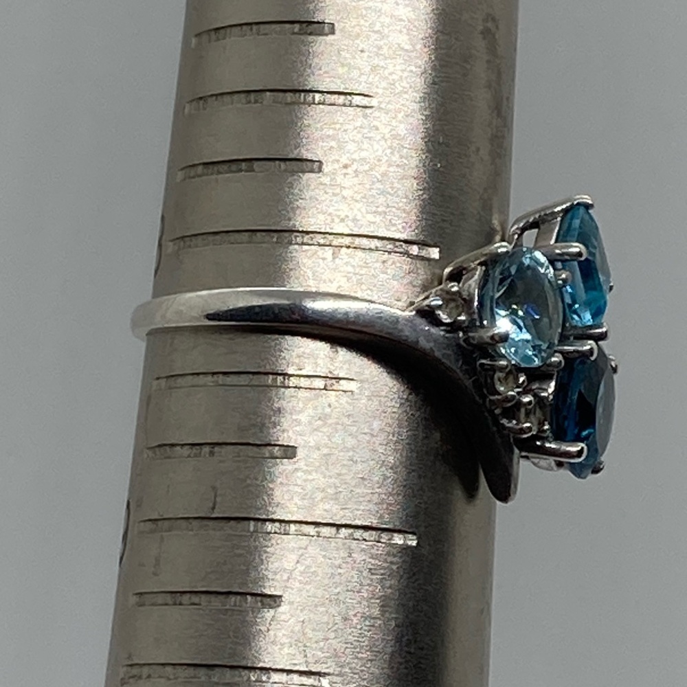 Vtg Sterling Topaz & Diamond Gemstone Cluster 925 Silver Ring | Sz 8.25 - Picture 15 of 16